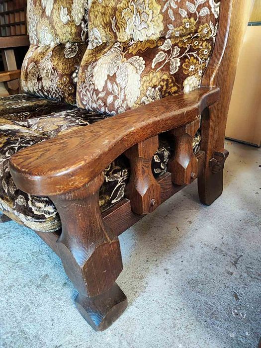 Двоен диван и фотьойл от масив