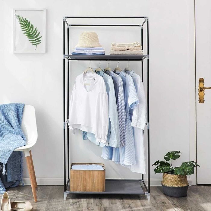 Dulap textil pliabil Songmics, 75×45×160 cm, gri