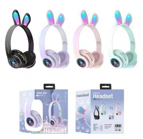 Безжични слушалки Заешки уши Rabbit Headphones PM-08 + Играчка Скуиши