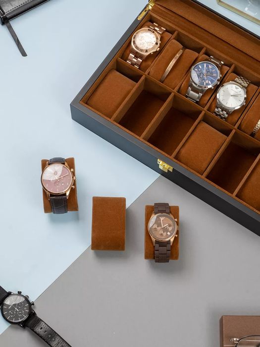 Шкатулка для часов и украшений деревянная с замком черный, хаки