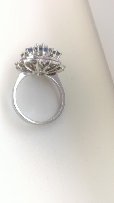 Inel aur 14k diamant și safire naturale certificat