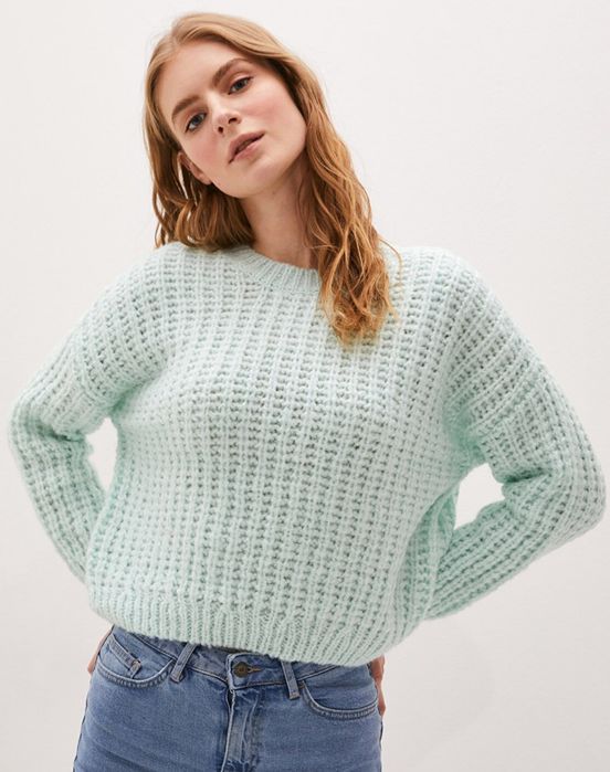 Мятный мягкий уютный свитер из Лондона пушистый кардиган