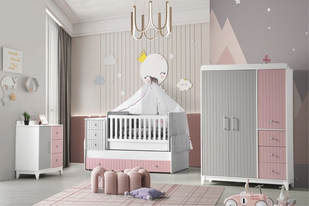 Бебешко обзавеждане 3 части с голяма кошара "Panama Collection"