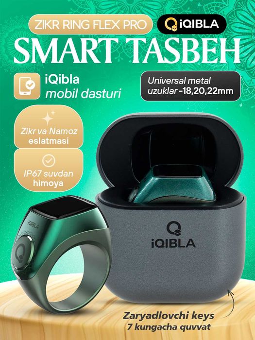 Elektron tasbeh Zikr Ring iQibla, zikr va namoz eslatmasi
