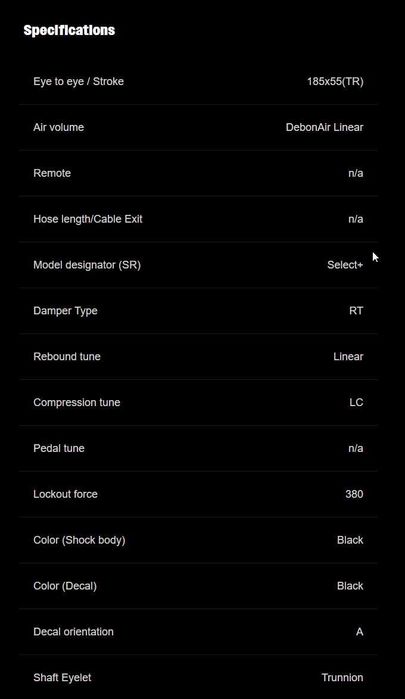 Rockshox Deluxe Select+ Debonair Trunnion 185 x 55