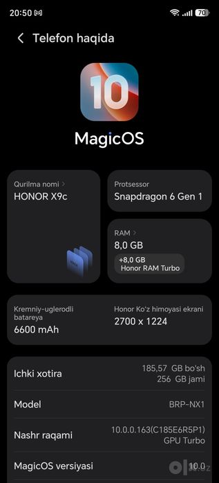 HONOR X9c  sotiladi holati ideal