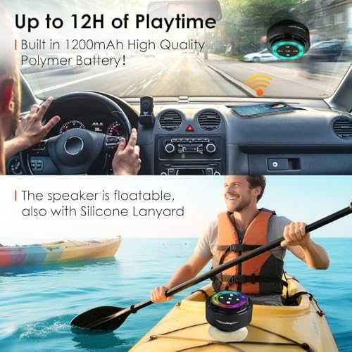 Мини Душ Тонколона 8W IPX7 Дълбок Бас Вендуза 15 Часа високоговорител