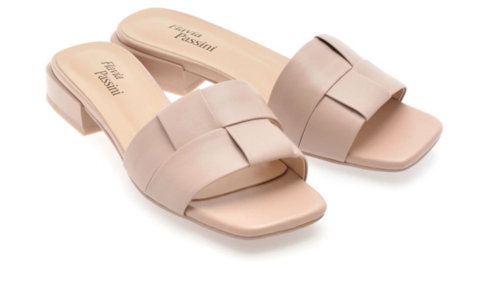 Papuci FLAVIA PASSINI bej-roz, din piele naturala