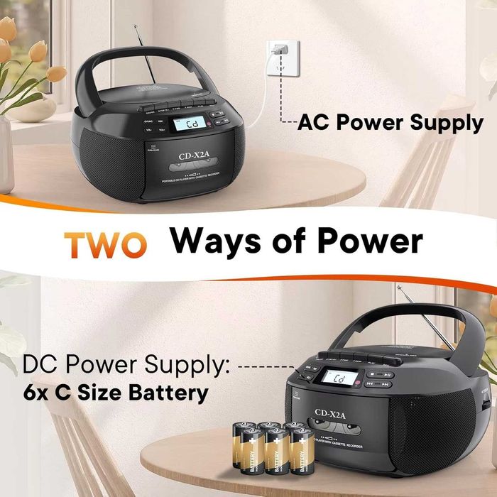 Нов Boombox CD-X2A-USB,AUX,CD,Касетофон,FM/AM радио,BТ 5.1,дистанционн