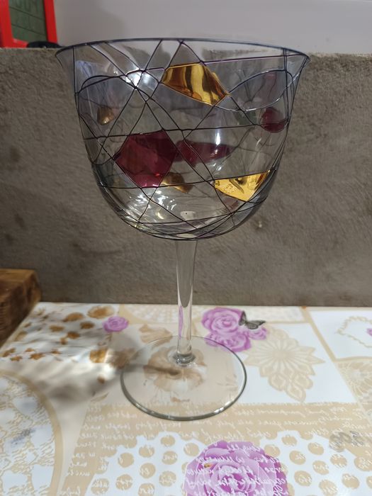 Pahar de colecție din cristal – Model spectaculos tip Vitraliu / Tiffany (22 cm)