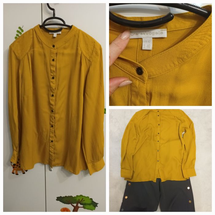 Страхотна риза цвят горчица и черен панталон