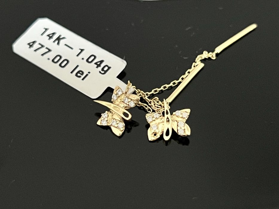 Bijuteria Royal CB : Cercei lungi fluture aur 14k 585  1,04 gr