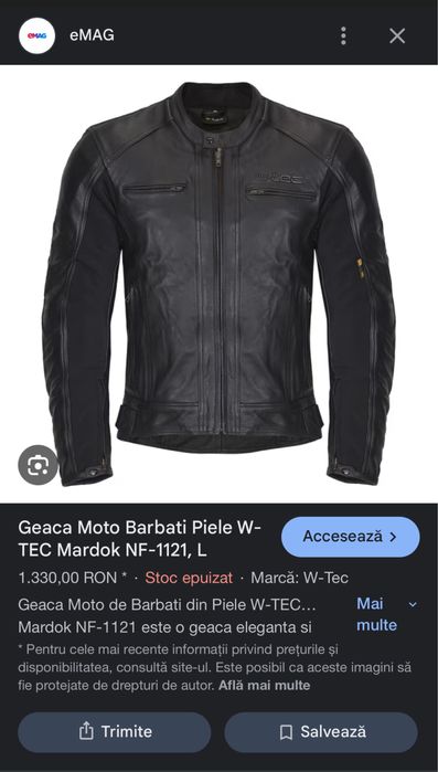 Geaca Moto piele - Barbati W-TEC Mardok NF-1121, L