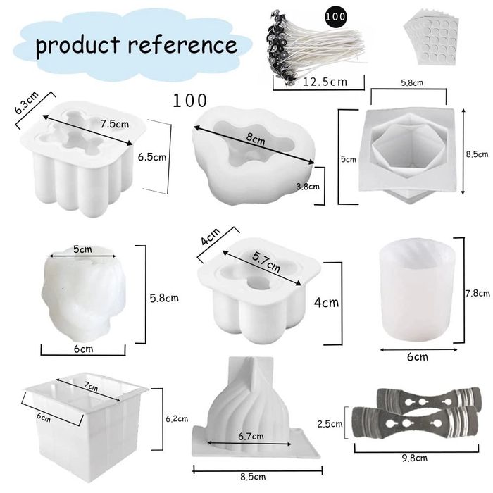 8 бр. форма за свещи, кръгла силиконова