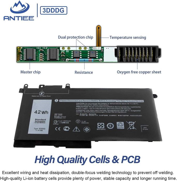 Батерия за лаптоп за Dell Latitude, тип 3DDDG, 42W