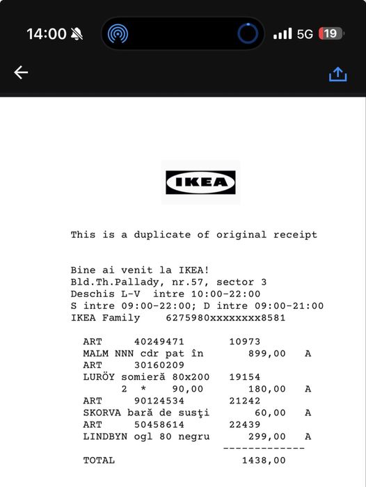 Pat Ikea Malm 160x200 + somniere + bara sustinere
