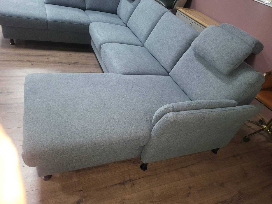 ПРОМОЦИЯ!!! Син ъглов П образен диван от плат LS404520