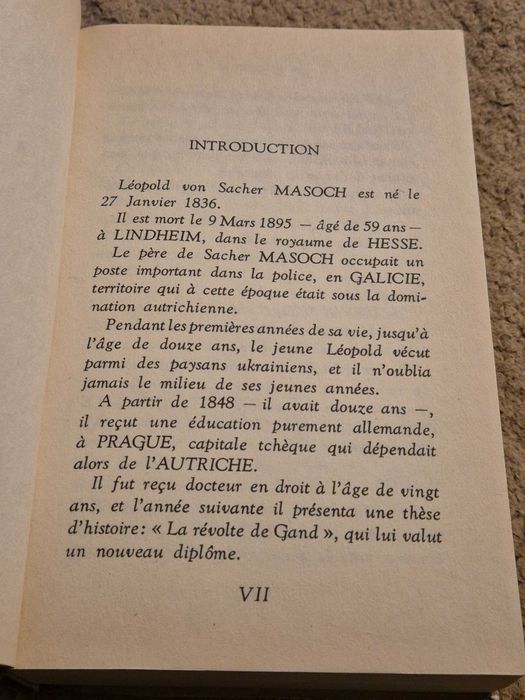 Romanul „Venus à la fourrure” scrisa de Leopold von Sacher-Masoch