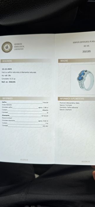 Inel 18 k safire si diamante Firmă