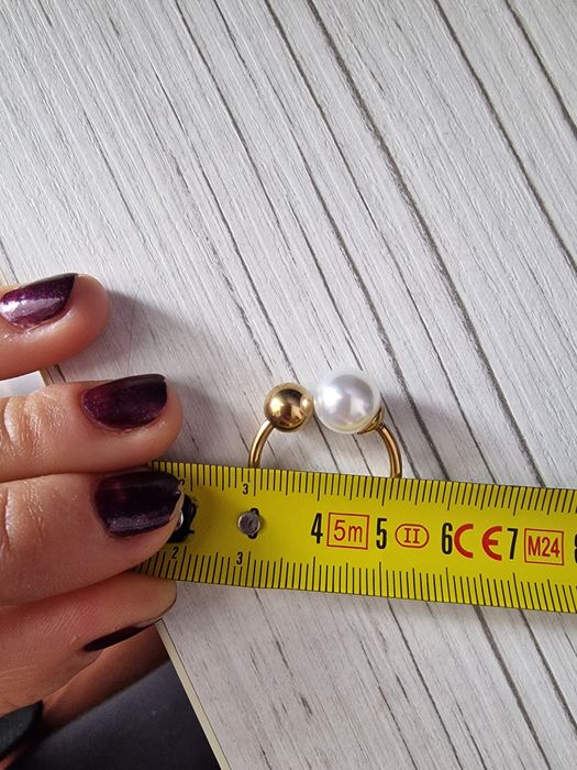 Inel cu perla din otel inoxidabil reglabil - nou