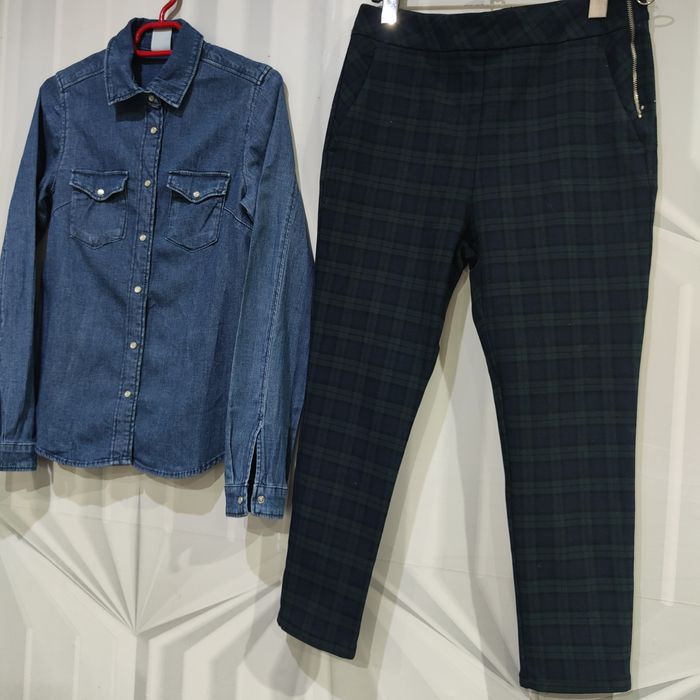 Pantaloni dama carouri jeans