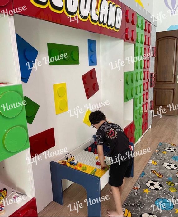 Мебель для детского сада стеллаж для игрушек в стиле лего