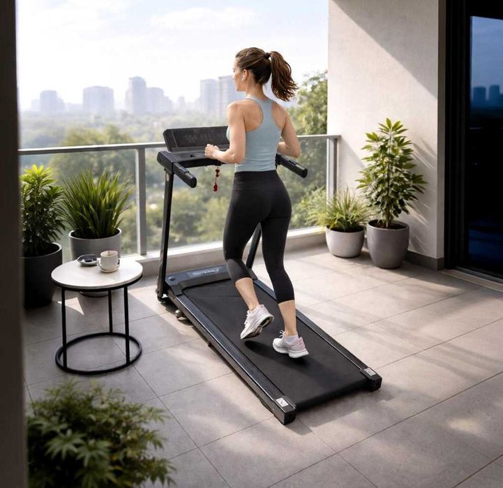 Складная беговая дорожка с поручнем