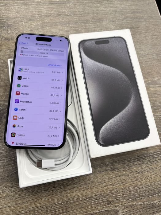 Iphone 15 pro negru, 256 gb, liber de retea