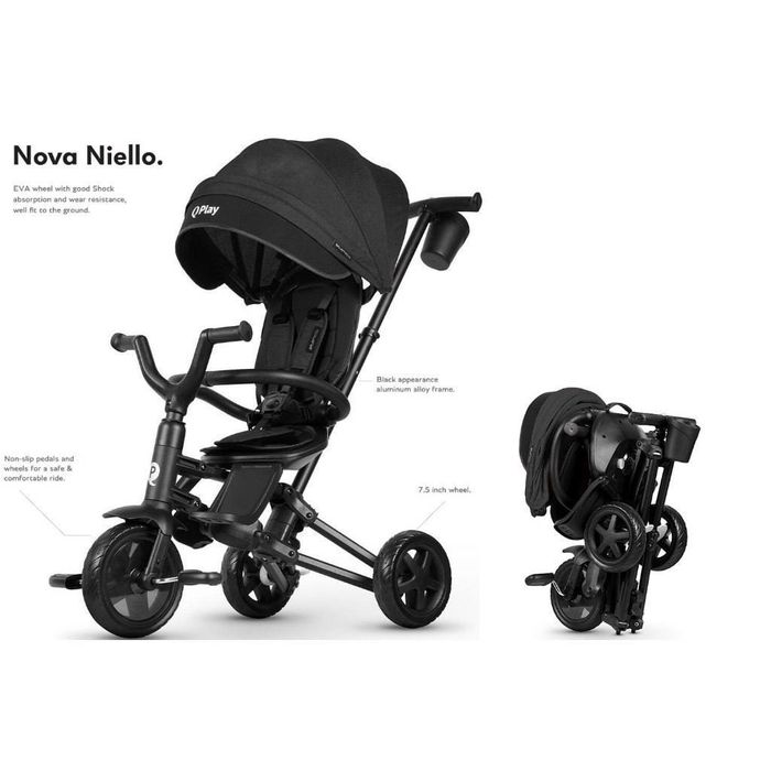QPlay Nova Niello Складной трёхколёсный велосипед поворот сиденье 360