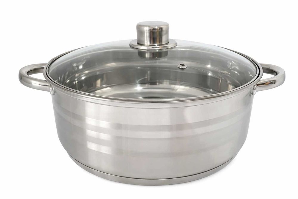 Cratita inox 9.1L cu capac din sticla pentru gatit