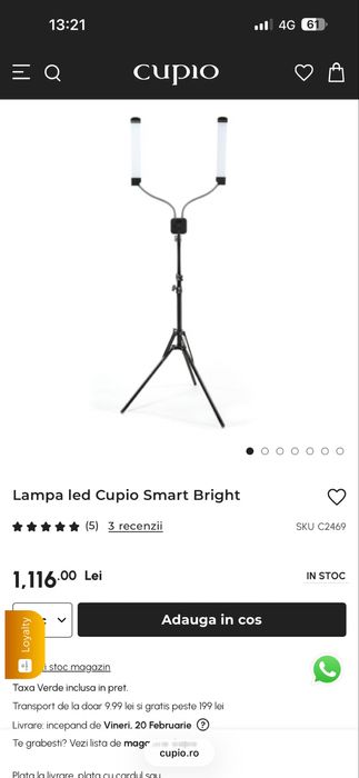 Vand lampa led Cupio Smart Bright