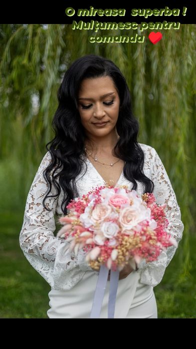 Set de 2 lumânări de cununie și buchet de mireasa