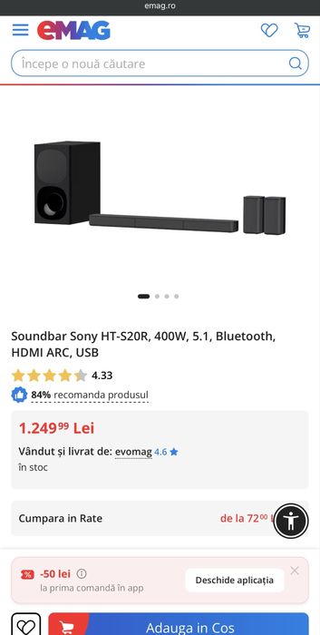 Soundbar Sony HT-S20R, 400W, 5.1