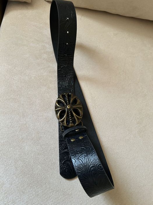 Vintage черен кожен колан