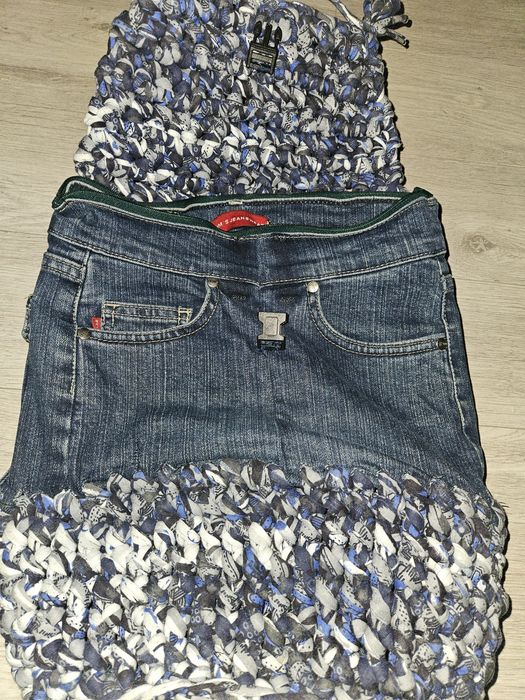 Vand rucsac din blugi cu sfoara impletita
