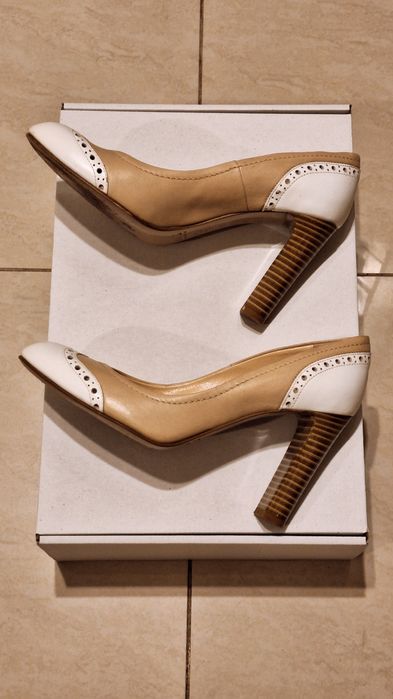 Pantofi Alb - crem retro, marimea 37