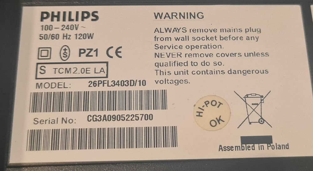 TV Philips 26PFL3403D 26 inch (66 cm diagonală)  (fara telecomandă)
