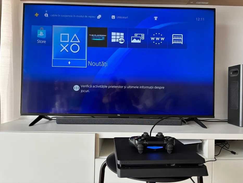 PS4 Slim 1TB + controller original + accesorii + 3 jocuri
