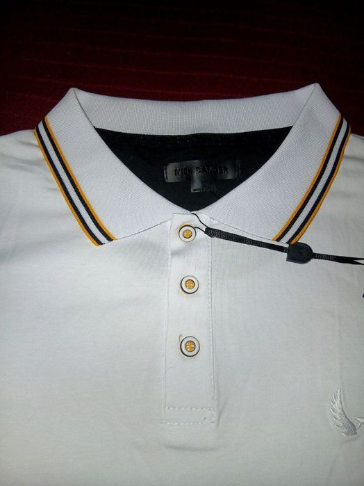 Из Америки, рубашка-поло, бренда Nick Danger white/honey mustard/black