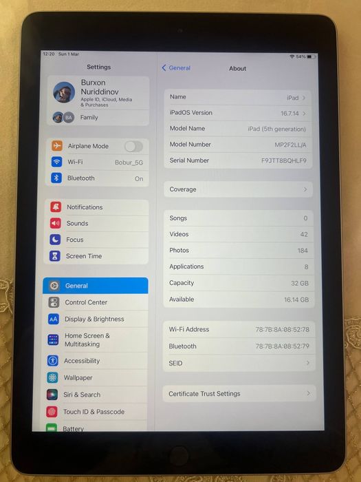 iPad 5th Gen - 32 Gb Ideal Srochno