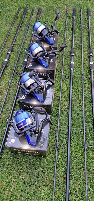 Set Pescuit La Crap, 4 Lansete 3,90m,4 Mulinete 10.000,Rod Pod,Senzori