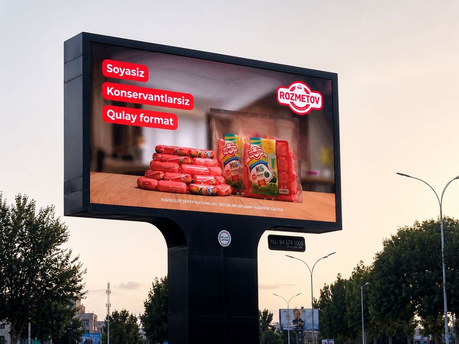 Vodiyda LED ekran bilbord reklama / Реклама на LED экранах  билбордах