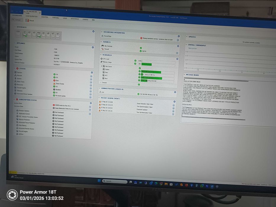 Firewall Barracuda CloudGen F380 (NSA3130-BAR1) –  8GB Ram,160GB ssd