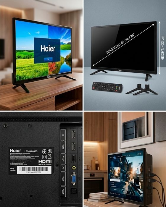 Компактный телевизор Haier 24" (61 см) в отличном состоянии