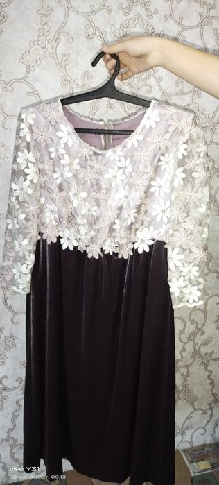 Вечернее платье кружева и велюр