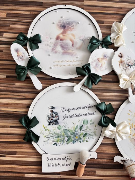 Tavi lemn (mdf )  blanc oglinzi seturi mot si seturi mire/mireasa