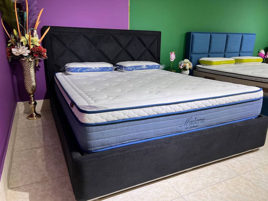 Кровать мягкая МДФ наличии  матрасы