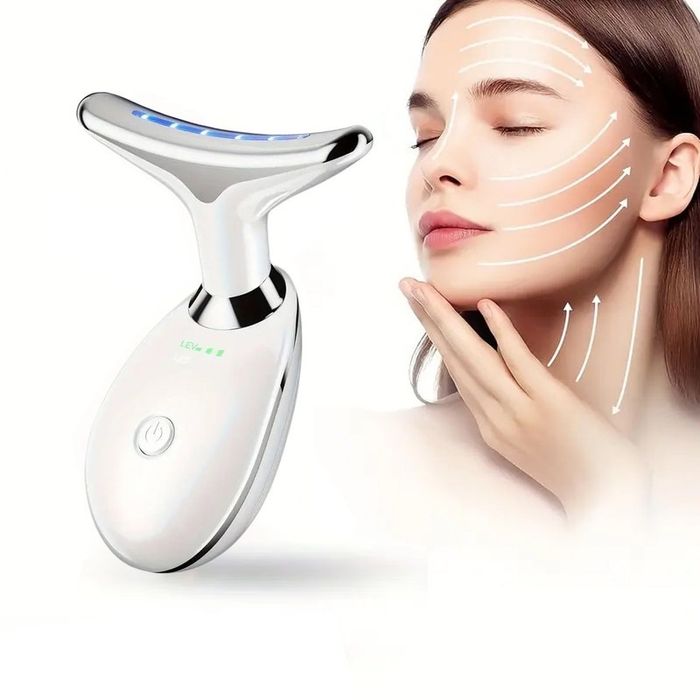 Мултифункционален масажор за лице и шия Лифтинг на лицето LED фотонна