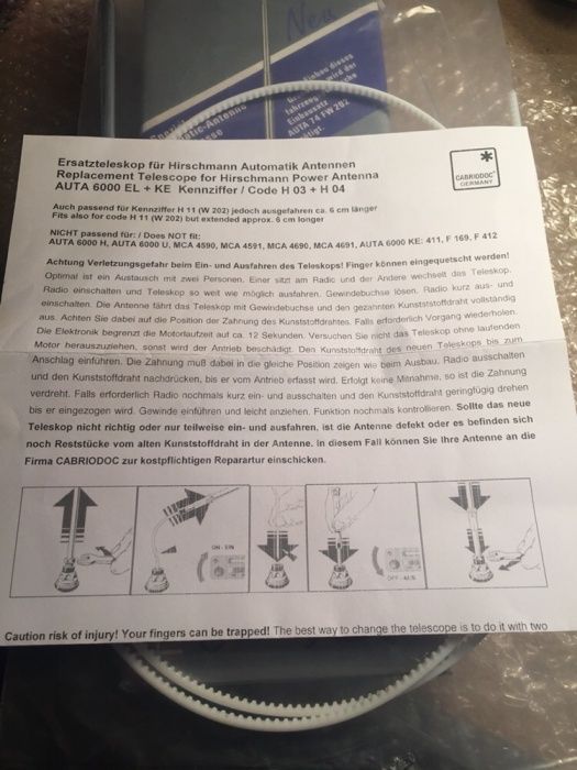 hirschmann 6000 KE / EL Хиршман антена телескоп Мерцедес  Mercedes BMW