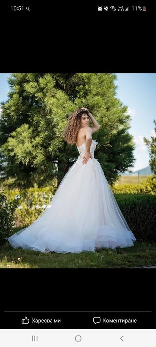 Сватбена рокля и воал на перлички